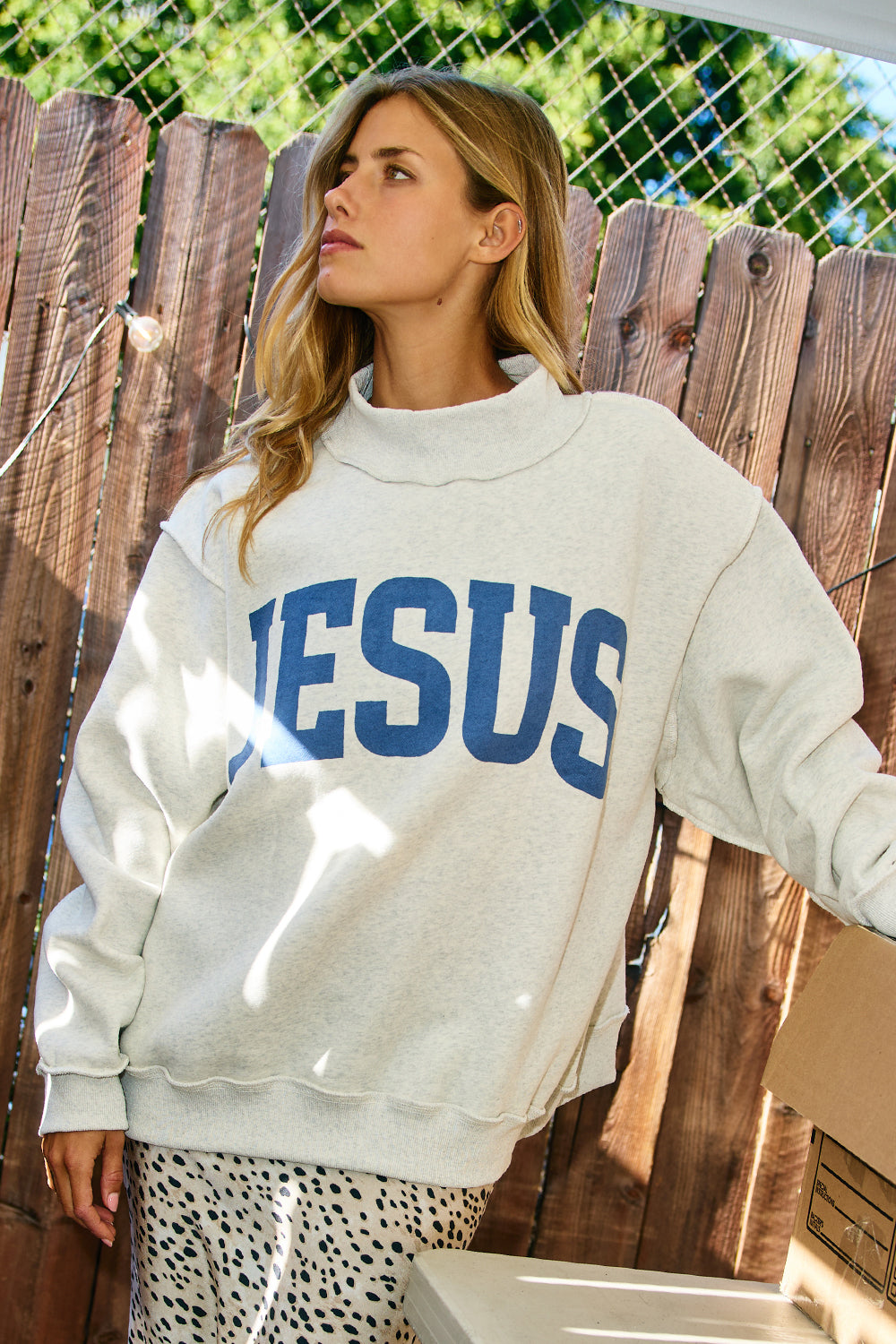 JESUS & GOD IS GOOD’ Reversible Mock Neck Sweatshirt
