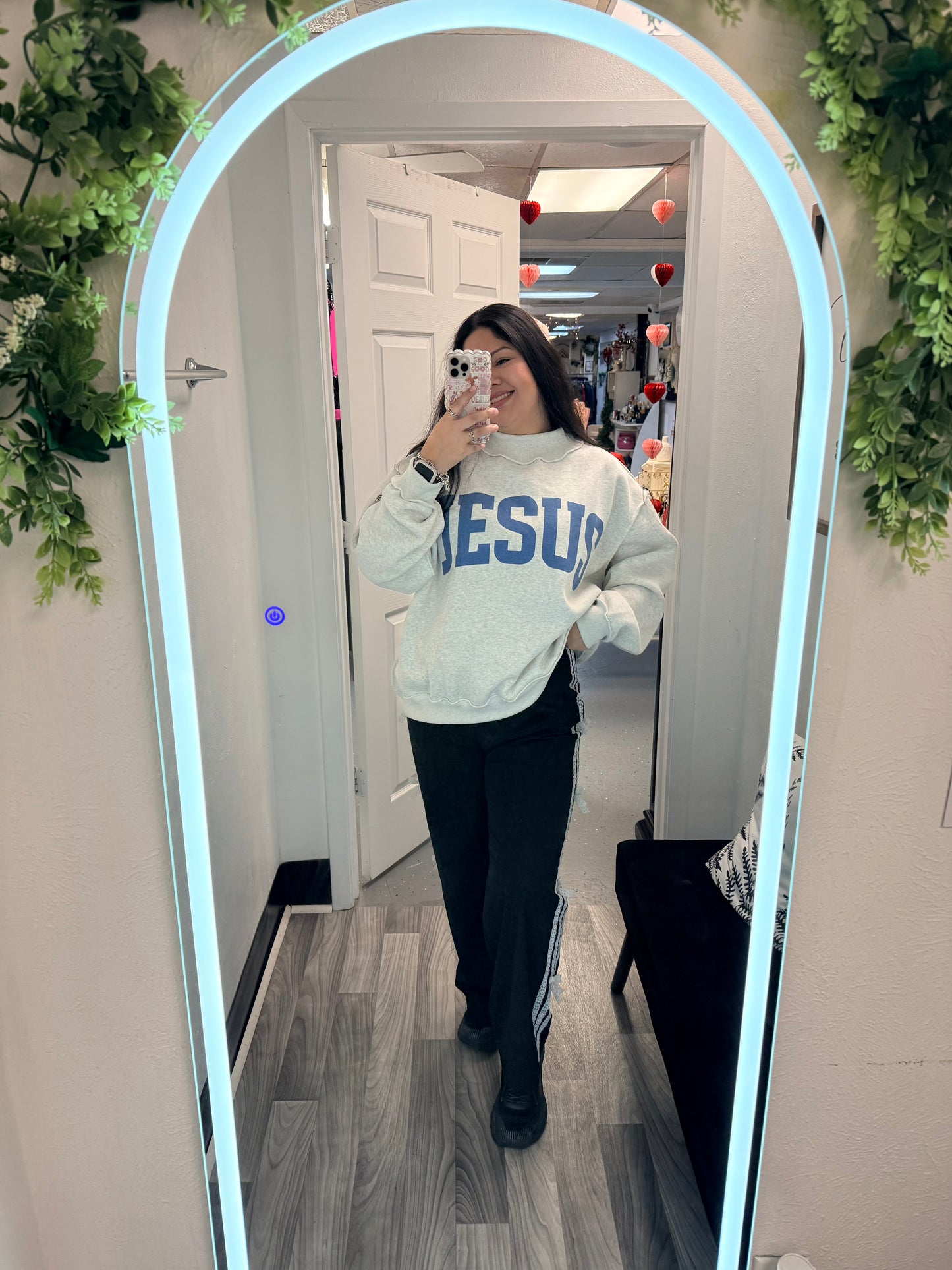 JESUS & GOD IS GOOD’ Reversible Mock Neck Sweatshirt