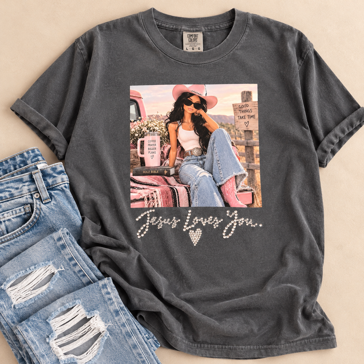 Jesus Loves You Cowgirl Tee 🤠🩷✝️